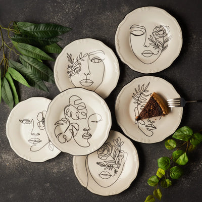 Assiettes à dessert Karaca Face pour 6 personnes, 6 pièces