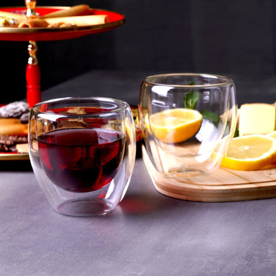 Coffret de tasses à cappuccino Karaca à double paroi en verre borosilicate pour 2 personnes