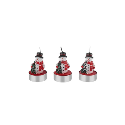 Karaca New Year Bougies de Noël Bonhomme de Neige, 3 Pièces, 18,5 cm x 6,7 cm, Rouge