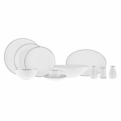 Service de table Karaca Epsilon pour 12 personnes, 76 pièces, New Generation Bone, platine