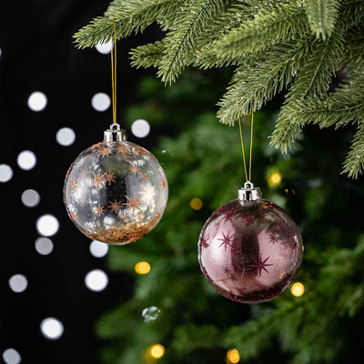 Karaca Home New Year Ensemble de Décorations de Sapin Paillettes, 4 Pièces, 8 cm
