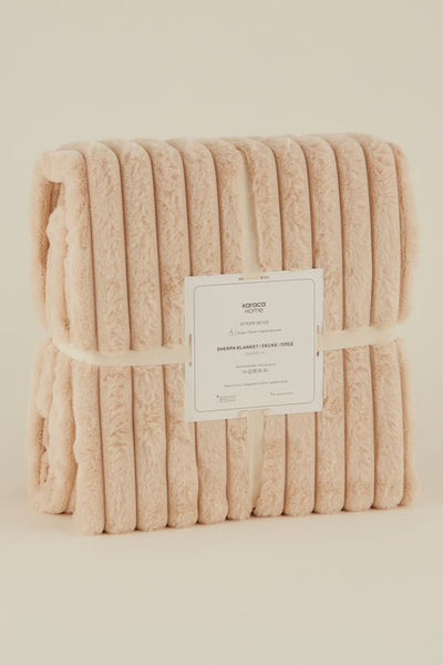 Karaca Stripe Sherpa, Couverture, 130x150cm, Beige
