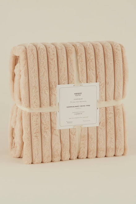 Karaca Stripe Sherpa, Couverture, 130x150cm, Beige