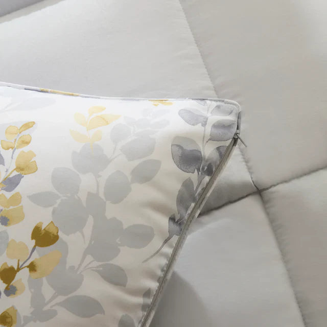 Karaca Leaf Gris Ensemble Couette Simple 135x200 + 50x70