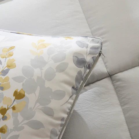 Karaca Leaf – Ensemble couette une personne gris 155 x 220 + 50 x 70