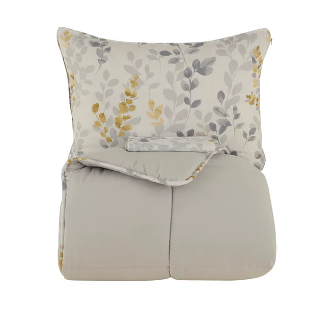 Karaca Leaf Gris – Ensemble Couette Double 200x200 + 2x50x70