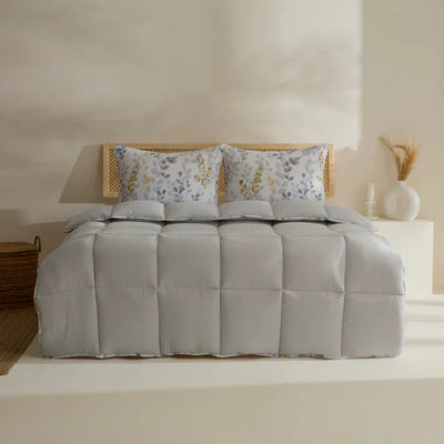 Karaca Leaf Gris – Ensemble Couette Double 200x200 + 2x50x70