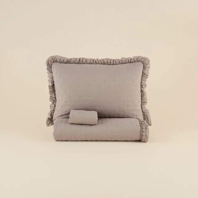Ensemble de Couvre-lit Fiona Gris 230x240 cm + 2 Taies (50x70 cm)