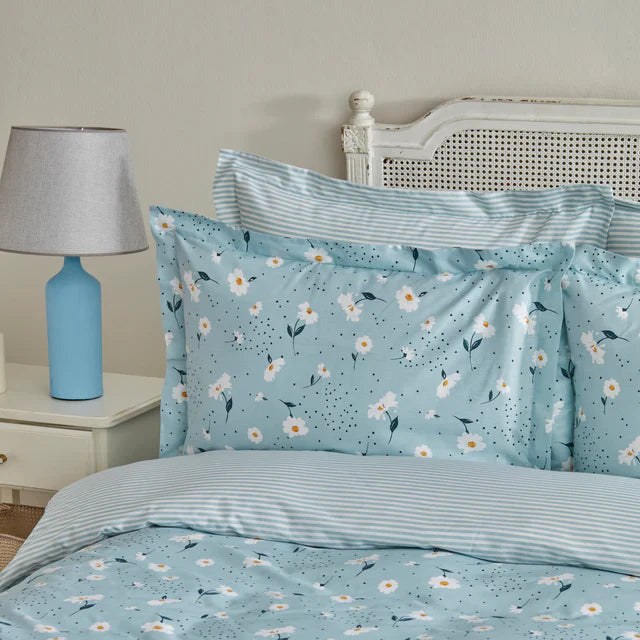 Karaca Daisy Housse de Couette 100% Coton Double Taille, Menthe