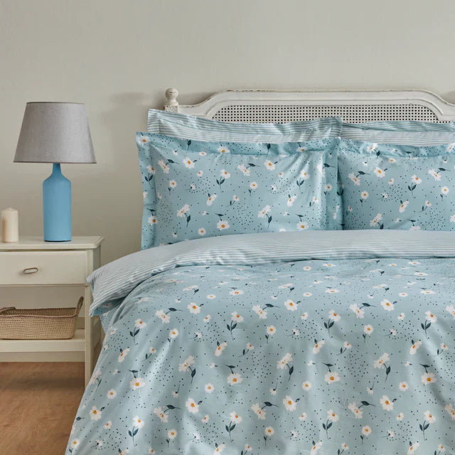 Karaca Daisy Housse de Couette 100% Coton Double Taille, Menthe