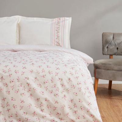 Karaca Glen, Ensemble de Housse de Couette 100% Coton, Double, Rose