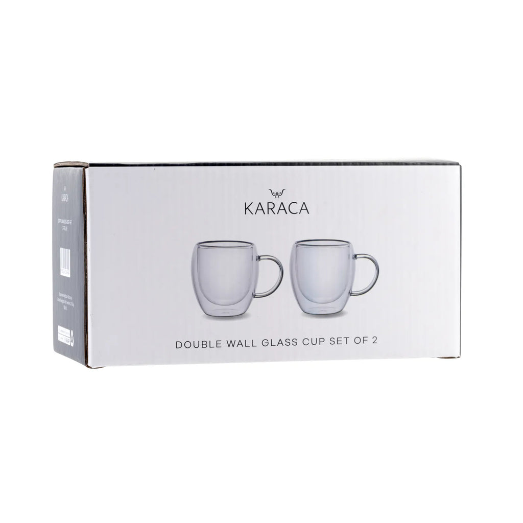 Tasses Karaca à double paroi en verre borosilicate avec anse pour 2 personnes, 150 ml