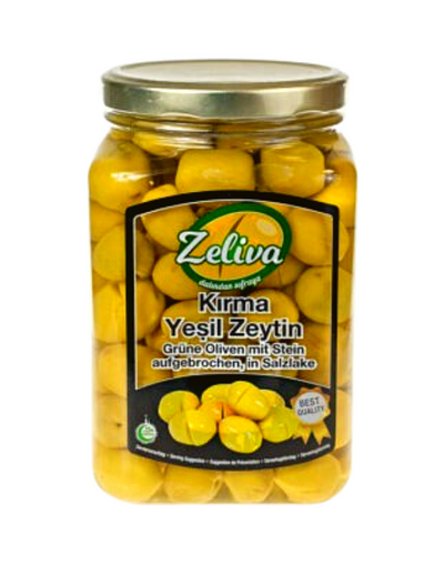 ZELIVA Olives Vertes Rayées en Saumure 900g