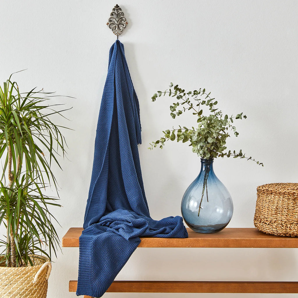 Couverture en maille Karaca Home certifiée Öko-Tex, bleu foncé