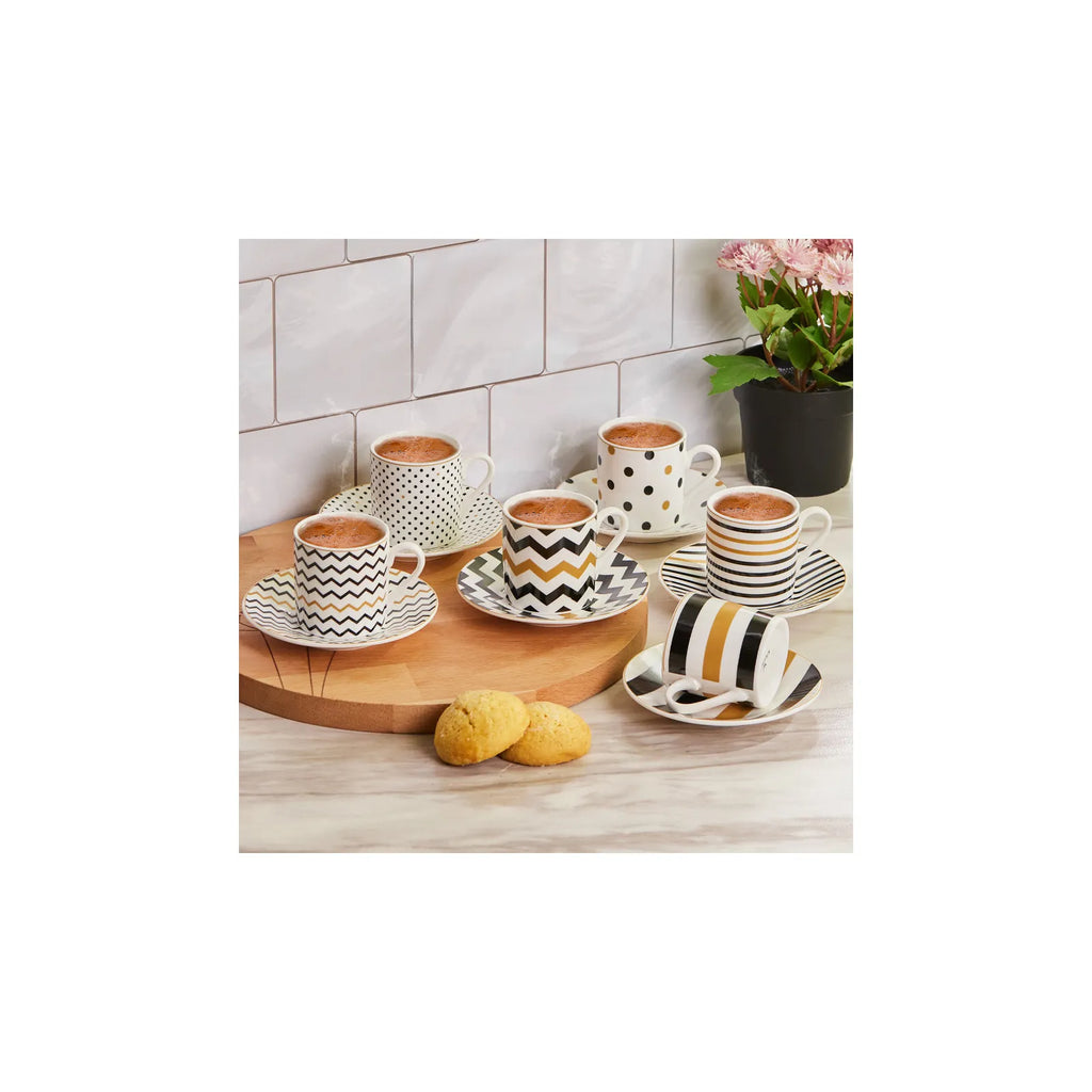 Coffret de tasses à expresso/moka Karaca Nossa pour 6 personnes, 12 pièces