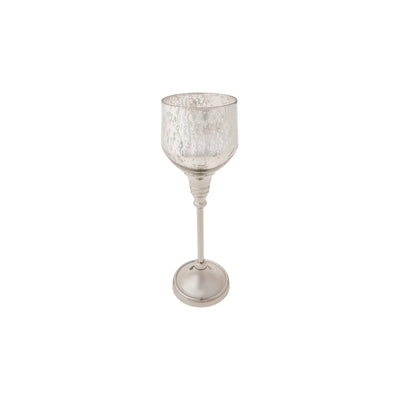 Bougeoir à réchaud Karaca Lucca argent antique, 28 cm