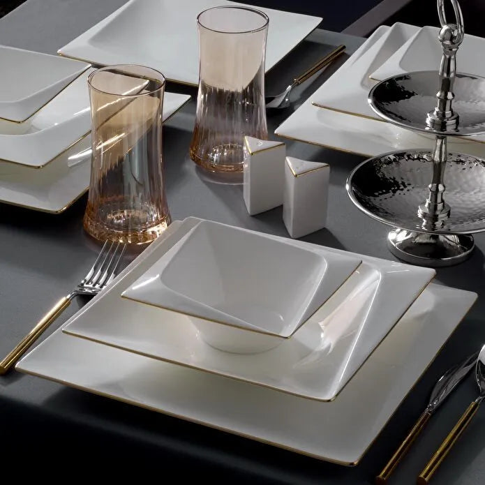 Service de table carré Jumbo Fold Gold 58 pièces pour 12 personnes