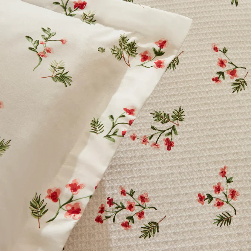 Ensemble de Couverture Karaca Home Silvie 100% Coton Pour lit Double, Rouge