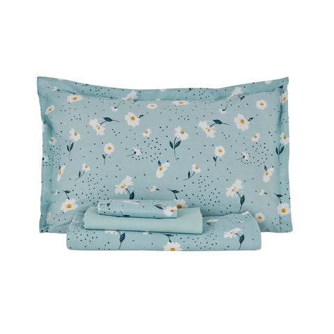 Karaca Home Daisy : Ensemble de Couvre-lit Double 100 % Coton - Mint
