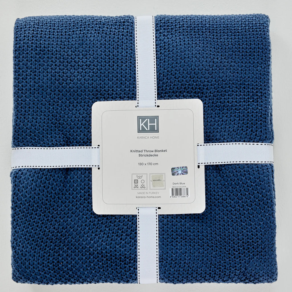 Couverture en maille Karaca Home certifiée Öko-Tex, bleu foncé