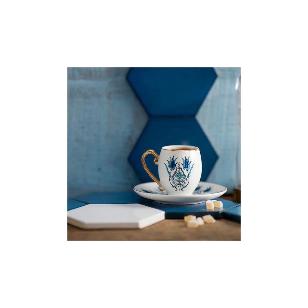 Coffret de tasses à expresso/moka Karaca İznik en porcelaine pour 2 personnes, 4 pièces, 80 ml