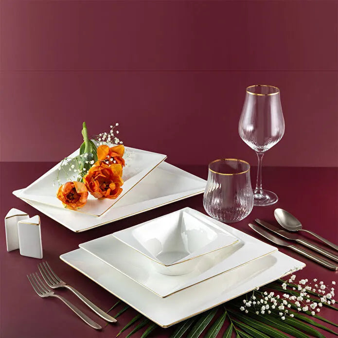 Service de table carré Jumbo Fold Gold 58 pièces pour 12 personnes