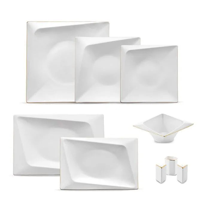 Service de table carré Jumbo Fold Gold 58 pièces pour 12 personnes
