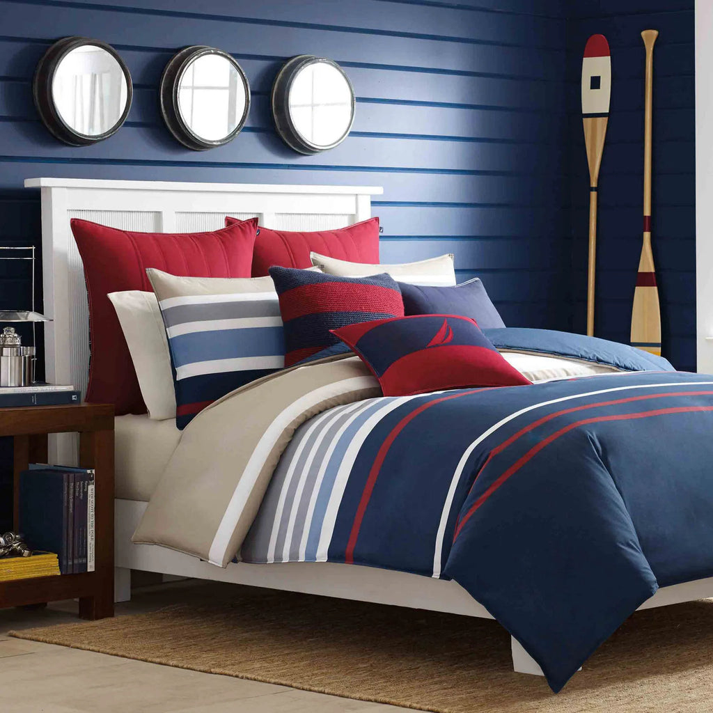 Set de Housse de Couette Nautica Bradford 1 Personne, 155x220, 80x80