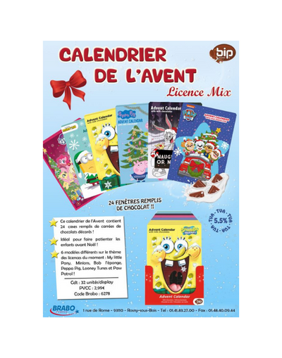 Calendrier de l'Avent au Chocolat au Lait Bip 65g