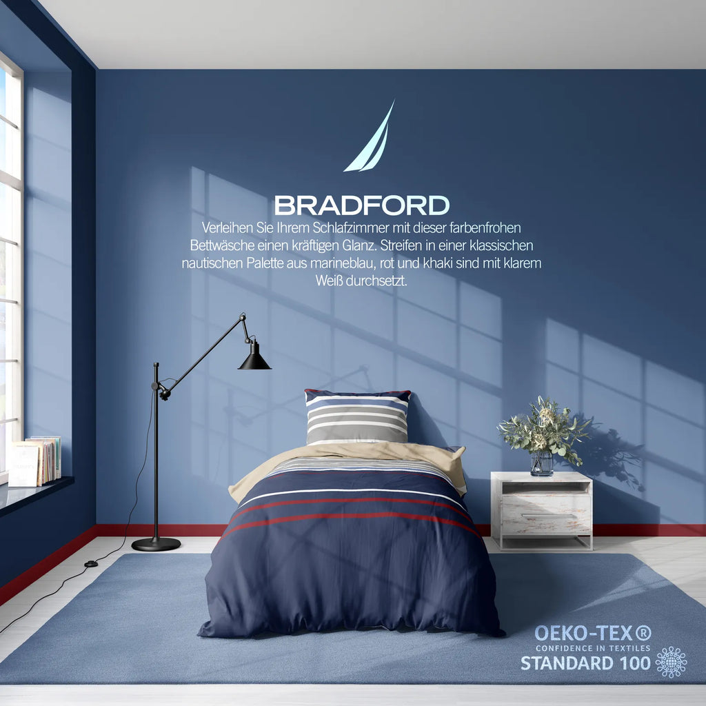 Ensemble de housse de couette Nautica Bradford pour lit simple, 135x200, 80x80