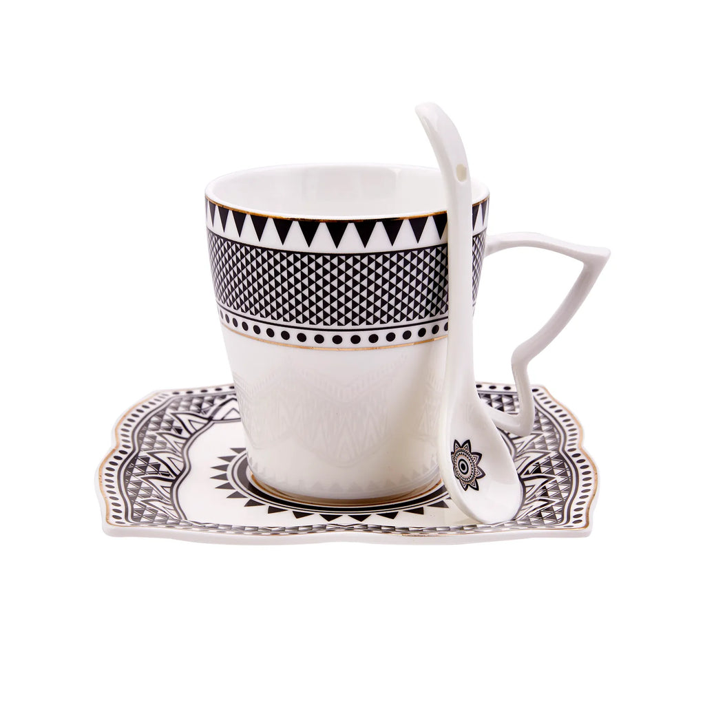 Service Petit Déjeuner Karaca Globe en porcelaine pour 6 personnes, 32 pièces, carré