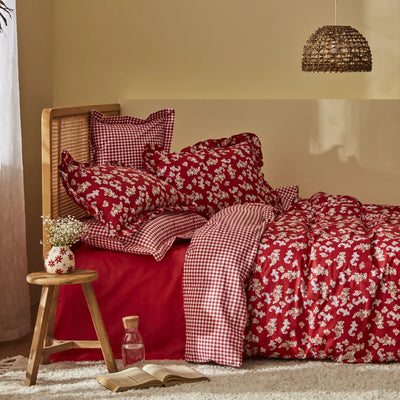 Set de literie Karaca Home Carlo 100% Coton Taille Double Rouge