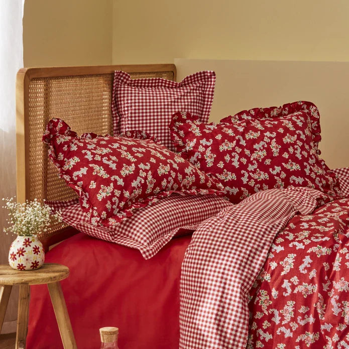 Set de literie Karaca Home Carlo 100% Coton Taille Double Rouge