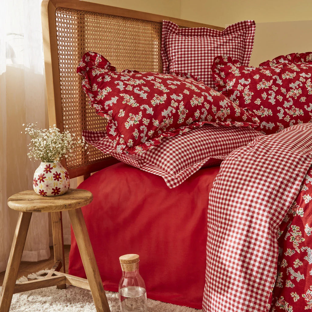 Set de literie Karaca Home Carlo 100% Coton Taille Double Rouge