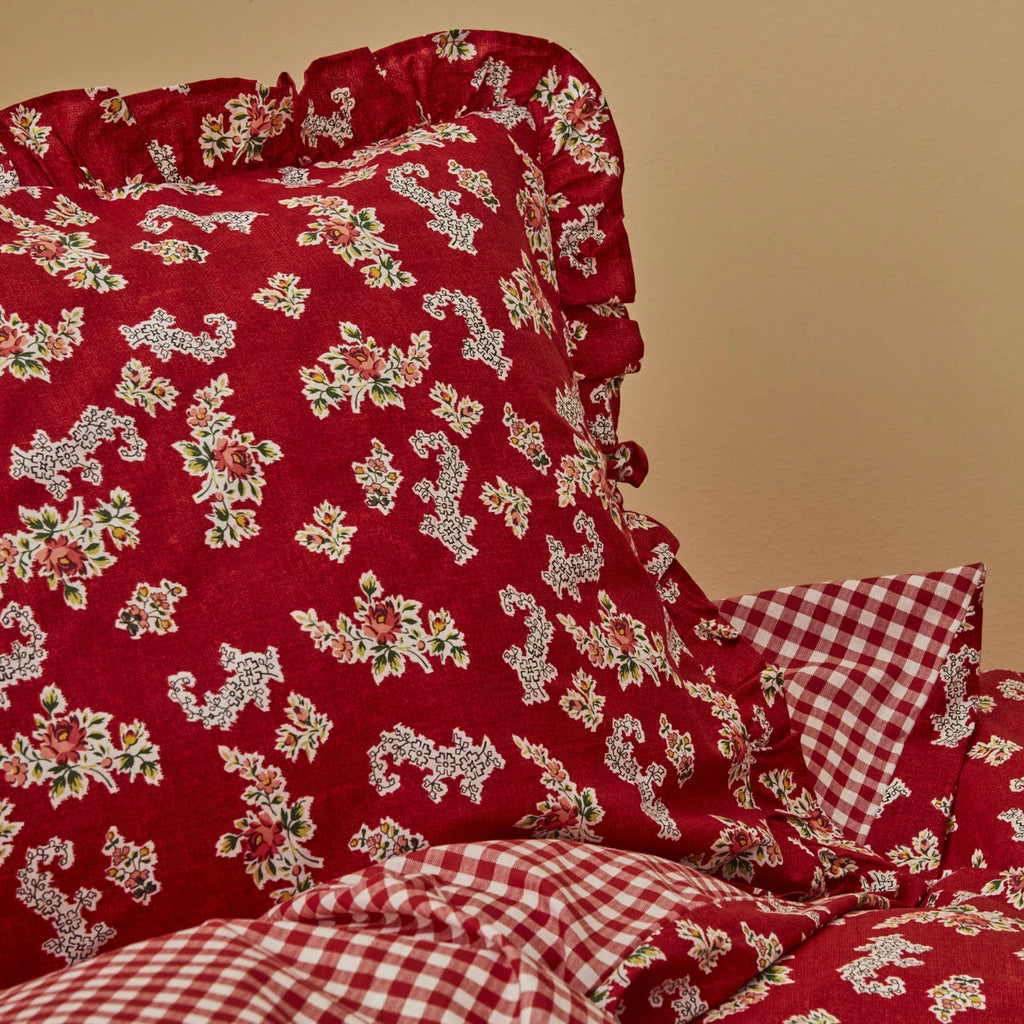 Set de literie Karaca Home Carlo 100% Coton Taille Double Rouge