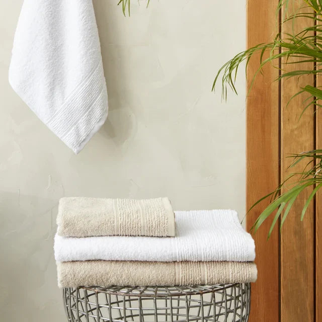 Ensemble de serviettes de visage et de bain Karaca Home Vinos 4 pièces, Beige