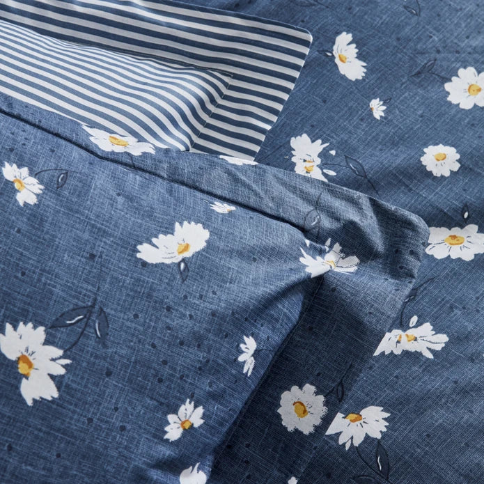 Karaca Home Daisy Housse de Couette 100% Coton Taille Simple Indigo