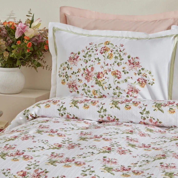 Karaca Home Emilie Ensemble de Plaid 100% Coton Double Taille Rose