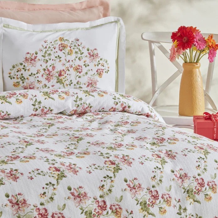 Karaca Home Emilie Ensemble de Plaid 100% Coton Double Taille Rose