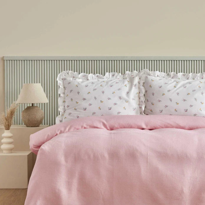 Karaca Home Lidya Ensemble de Plaid 100% Coton Double Taille Poudré