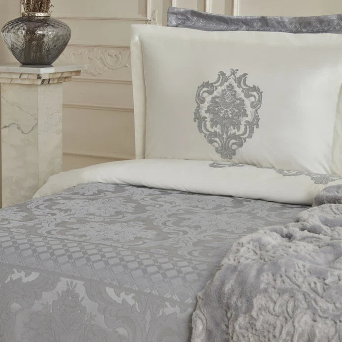 Karaca Home Tuğba 8 Pièces Ensemble de Linge de Lit Private Silver