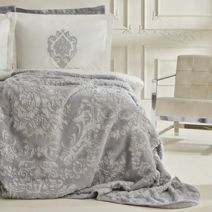Karaca Home Tuğba 8 Pièces Ensemble de Linge de Lit Private Silver