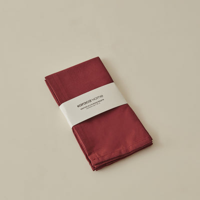 KARACA HOME BELLE LOT DE 2 SERVIETTES EN TISSU ANTITACHE, BORDEAUX 40X40 CM