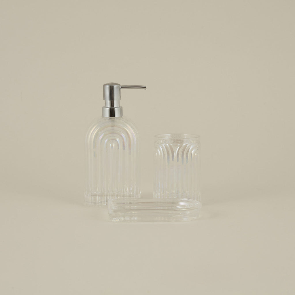 Karaca Home Gleam Set de 3 Accessoires de Salle de Bain Nacré