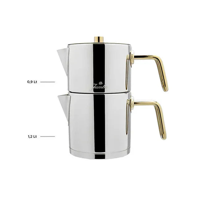 Jumbo Metalix Titanyum Gold Théière avec Fond Induction, Taille Midi