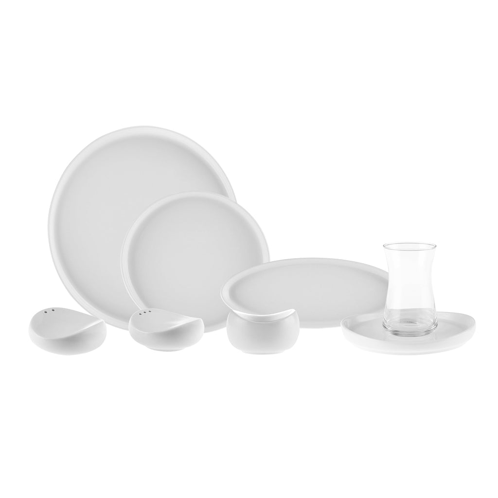 Karaca Forever Bone Olla, Service de petit-déjeuner 28 pièces pour 6 personnes