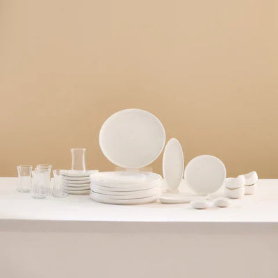 Service de présentation Karaca Bone China Olla 28 pièces pour 6 personnes, Blanc