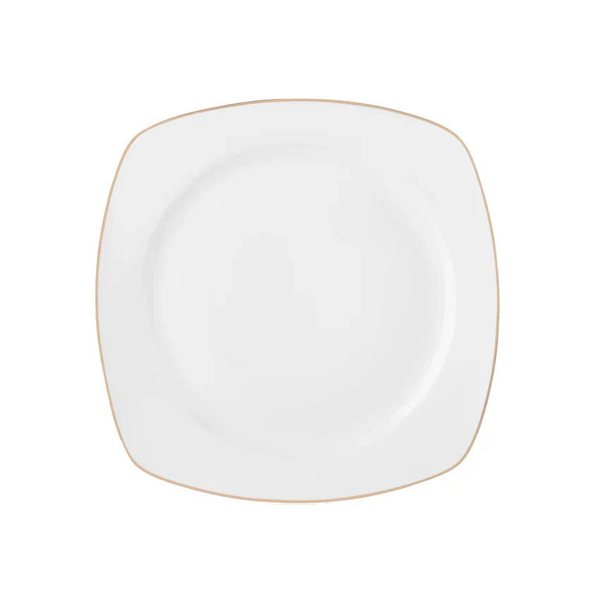 Service de Table Karaca Timeless 59 Pièces en Porcelaine Demi-Carré pour 12 Personnes, Or