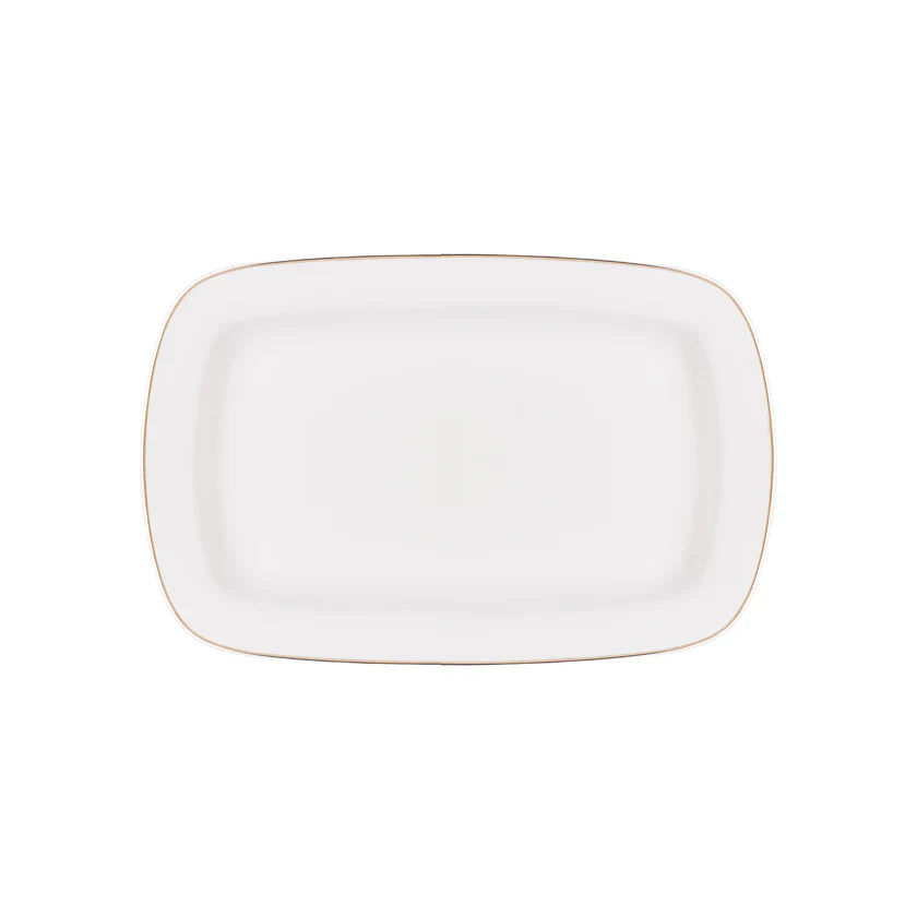 Service de Table Karaca Timeless 59 Pièces en Porcelaine Demi-Carré pour 12 Personnes, Or