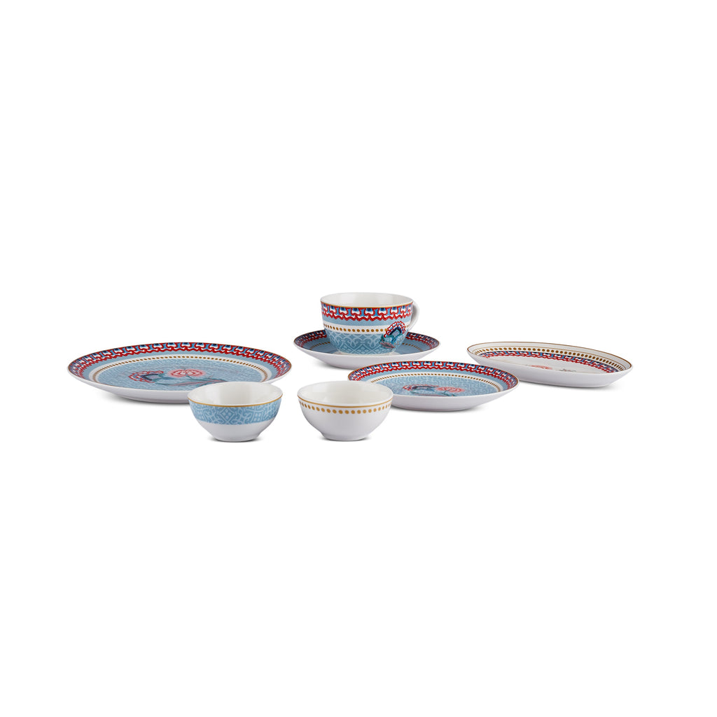 Set de Petit-Déjeuner Karaca Forever Bone Spello 26 Pièces Bleu